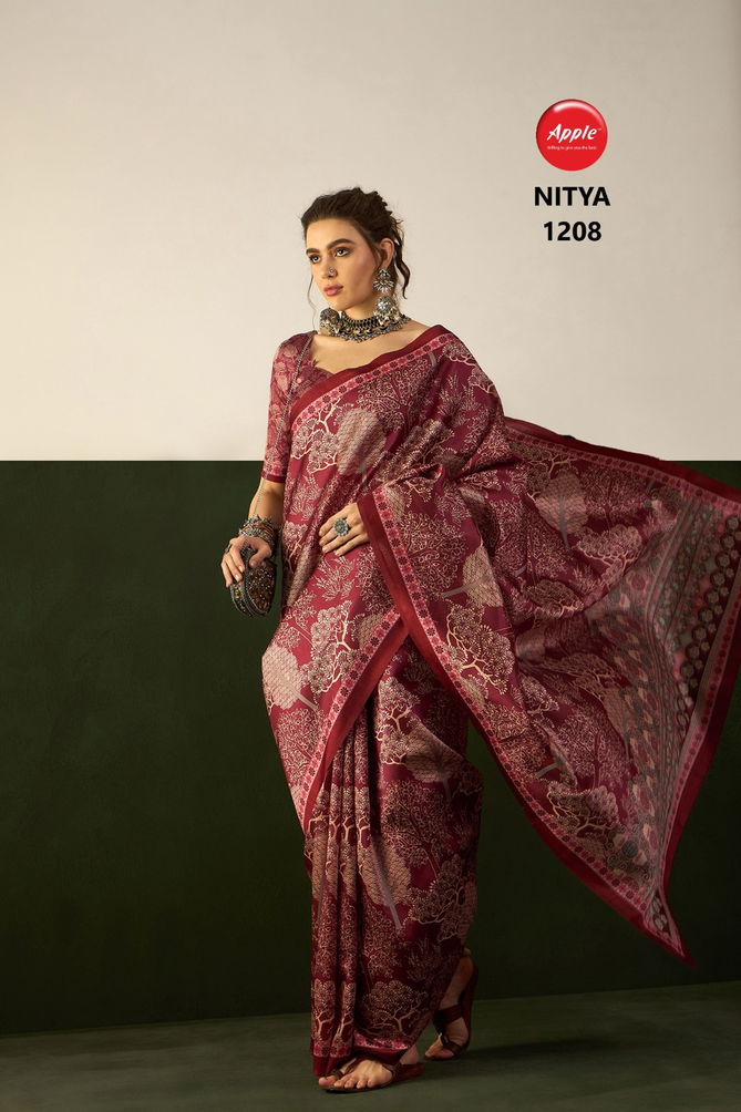 Nitya Silk 12 By Apple Daily Wear Printed Bhagalpuri Silk Sarees Wholesale Price In Sarees
